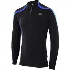 Pánska bežecká tričká – Mizuno Perf.Warmer Top - červený proužek a potisk Pánska bežecká tričká – Mizuno Perf.Warmer Top - červený proužek a potisk