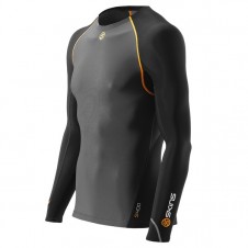 Pánske kompresné trička | Total-sport.sk – Skins Bio S400 - Thermal Mens Black/Graphite/Orange Long Sleeve Top